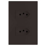 Conjunto Tomada Duplo 10a 4x2 - RECTA CHOCOLATE SATIN FOSCO